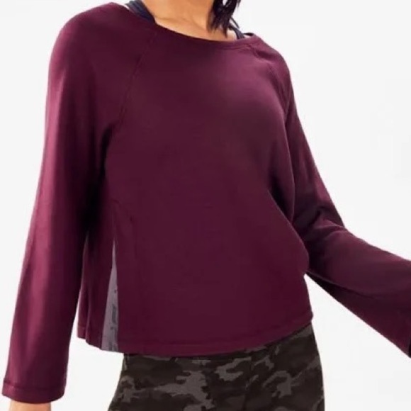 Fabletics Isabel Wide Sleeve Pullover Plum Sweatshirt size M - Picture 1 of 12